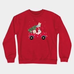 cat with christmas tree Crewneck Sweatshirt